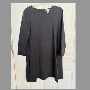H&M Womens Basic Gray Dress 3/4 sleeve w/pockets Size: L, EUC